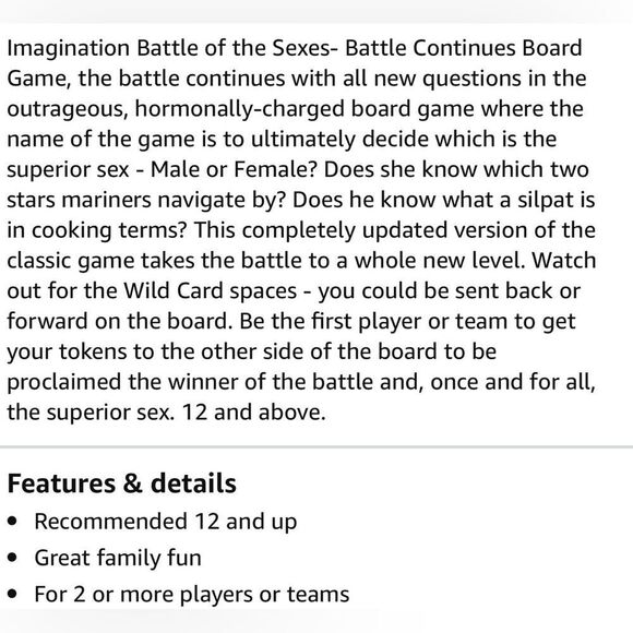 Imagination Battle of the Sexes Fun Board Game Party Game For Adults. NEW. - Picture 4 of 6